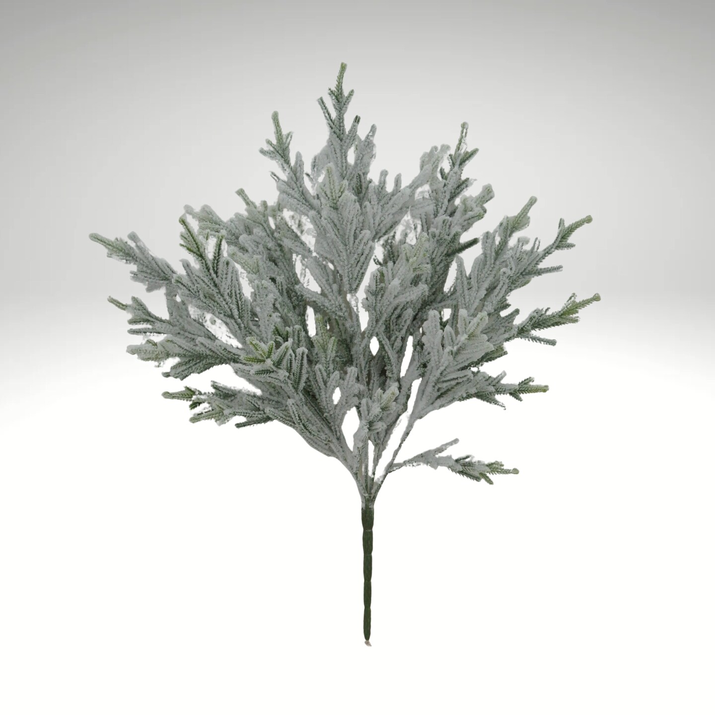20&#x22; Snowy Pine Bush &#x2013; Flocked Plastic Greenery Stem for Winter Arrangements-83659