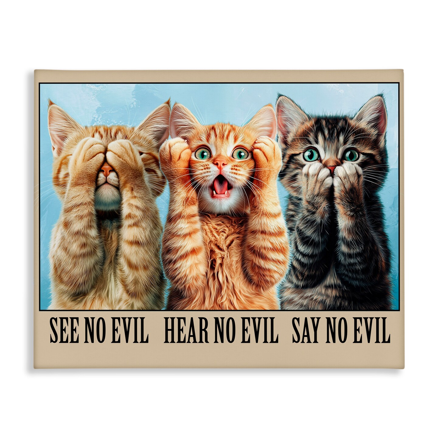 Stupell Industries See No Evil Cats Canvas, design by Jim Baldwin