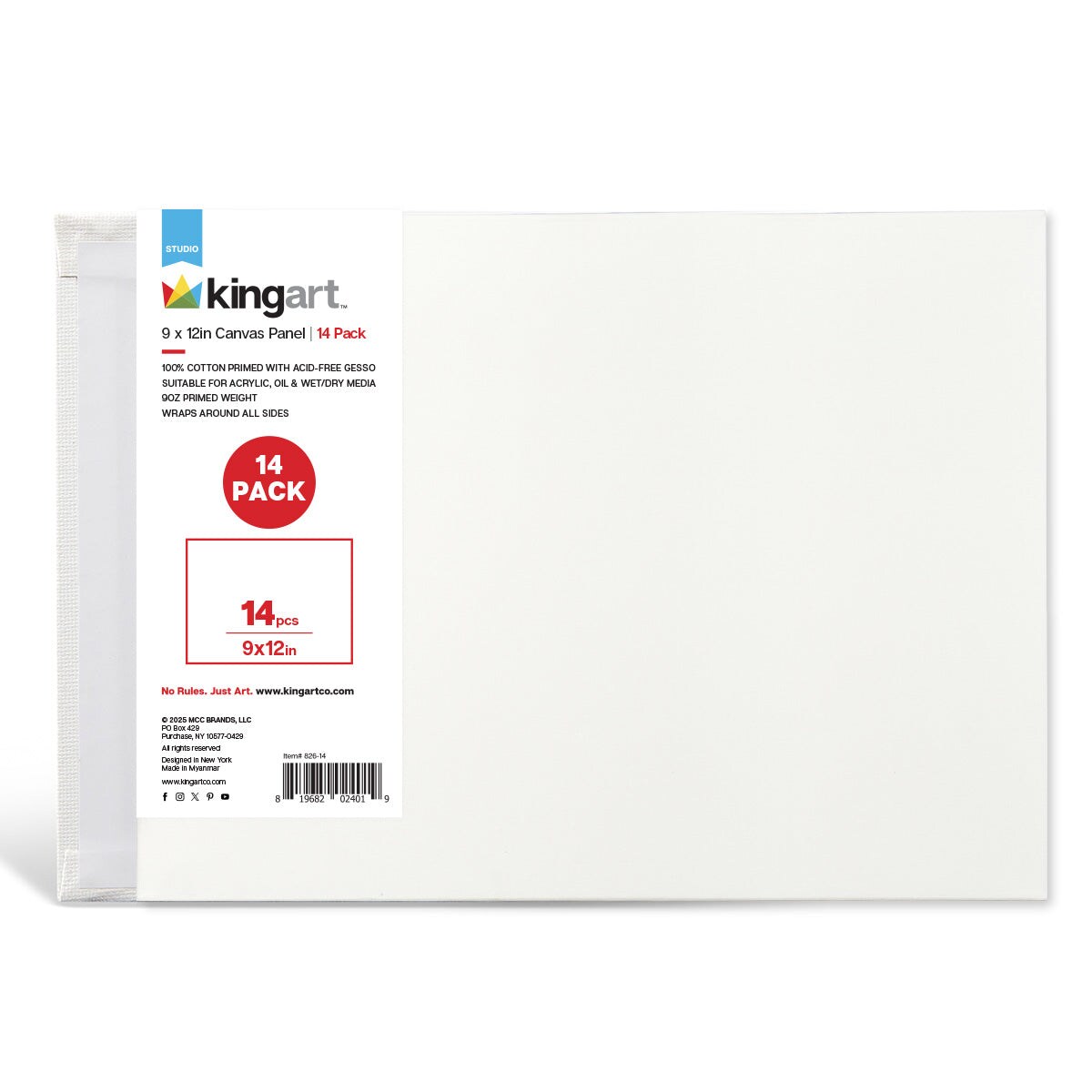 KINGART&#xAE; Canvas Panels 9&#x22; x 12&#x22;, 14-Pack