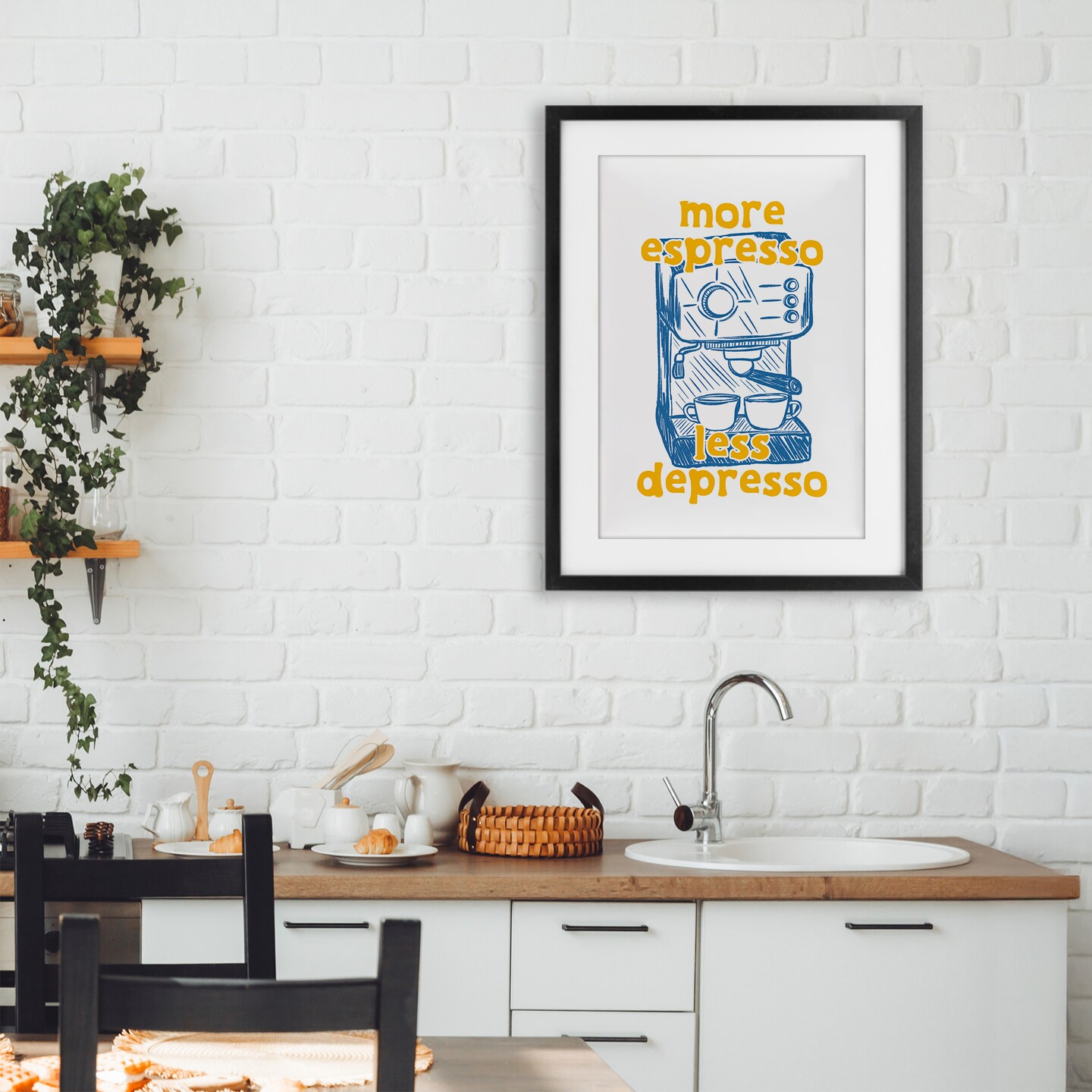 Stupell Industries More Espresso Minimal Coffee Framed Print Under Glass, design by JJ Design House LLC
