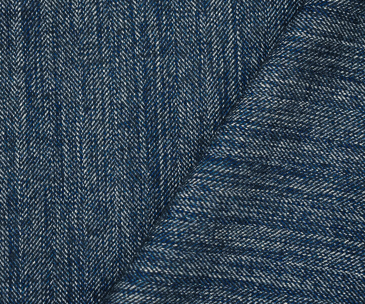 Blue-Black-White Poly-Wool Textured Herringbone Woven Suiting Fabric By the Yard