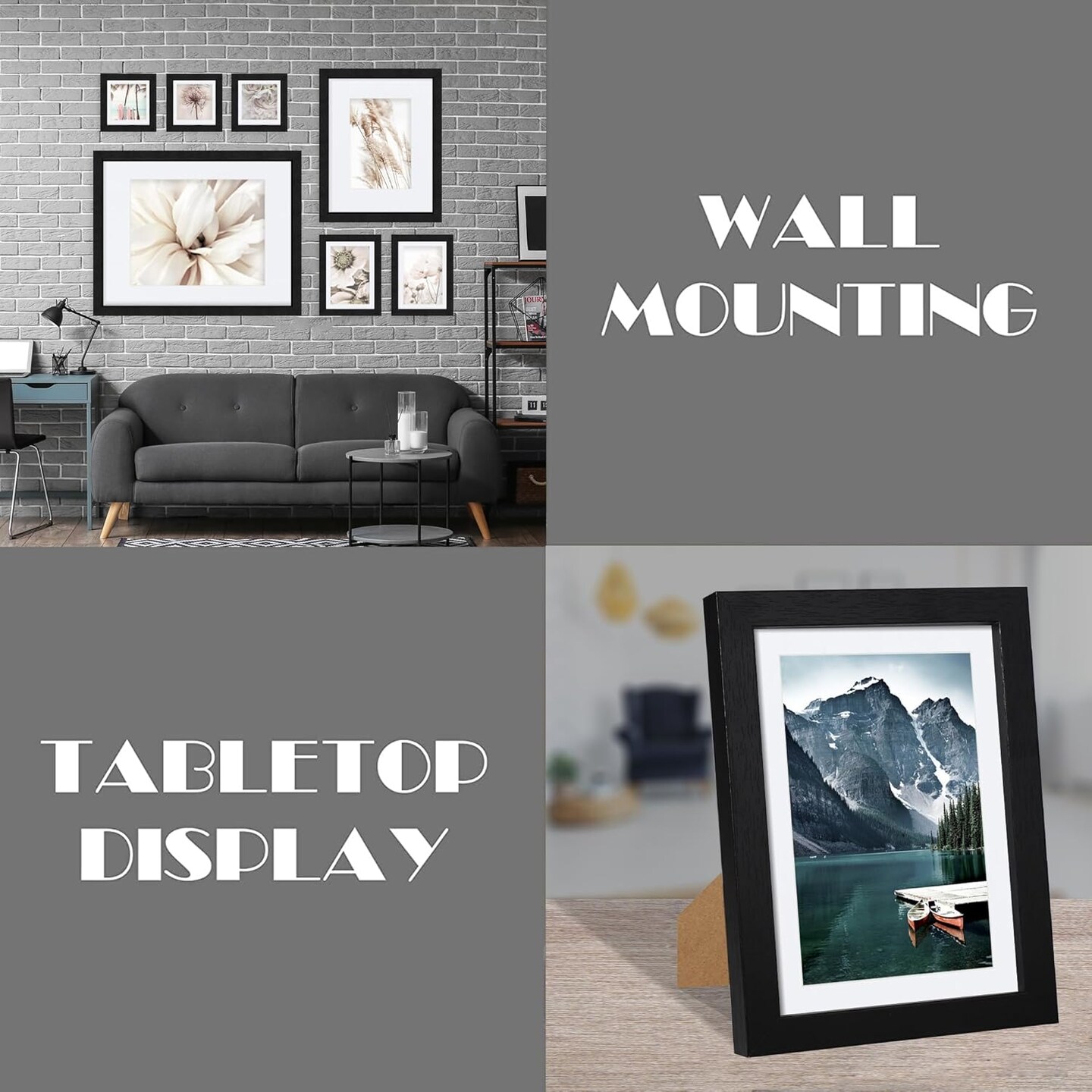 5x7 Black Picture Frames set of 3, Made of Wooden and Glass Photo frame (Black) 7.7"L x 5.7"W