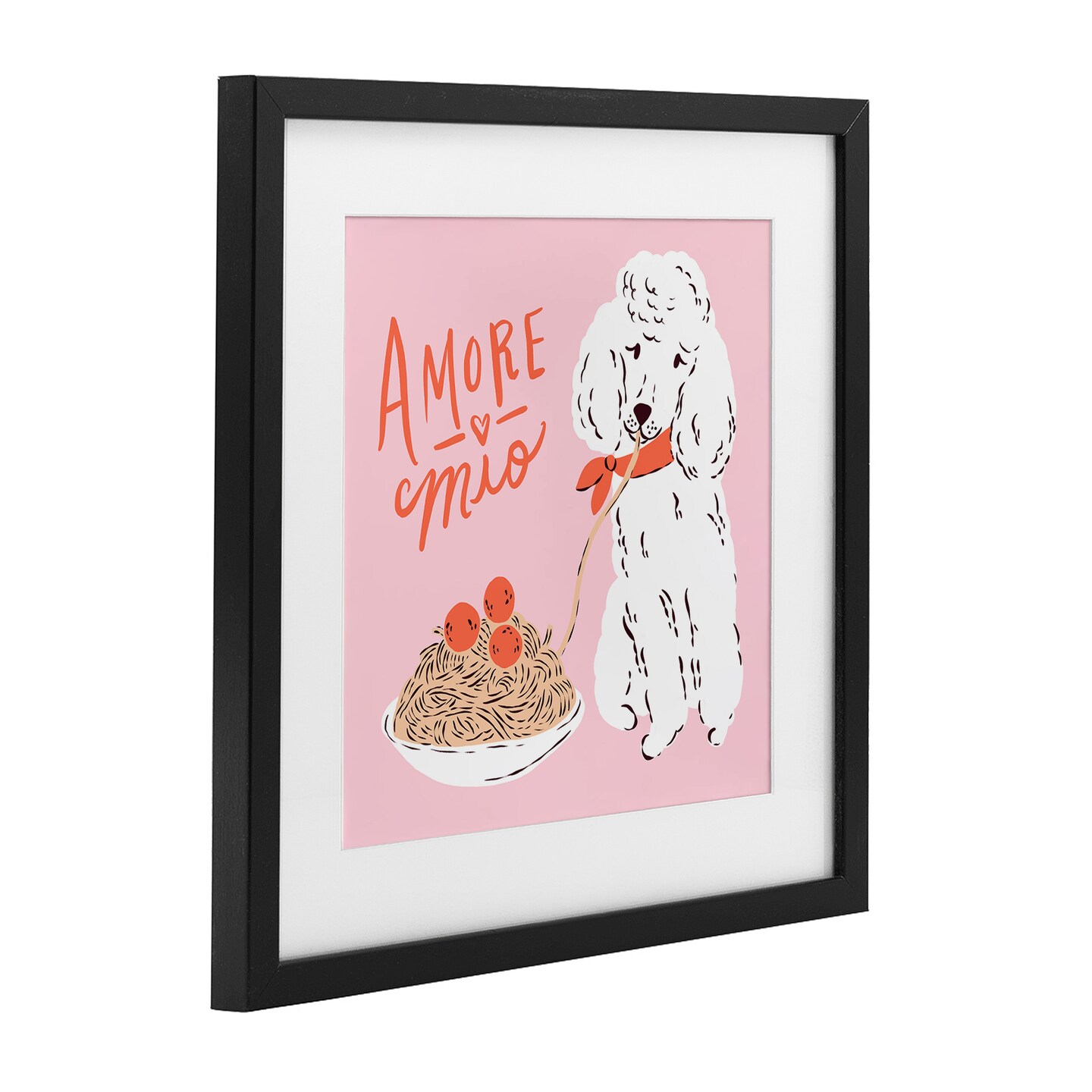 Stupell Industries Amore Mio Pasta Poodle Framed Print Under Glass, design by Krissy Mast
