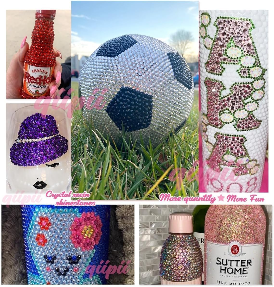 qiipii Transparent Clear Resin Rhinestones for Crafting Clear White Flatback Jelly Stones 2mm 3mm 4mm 5mm 6mm Gems Diamonds for Nails Face Eyes Makeup Tumblers Bottles DIY Crafts Clothes Shoes Phones