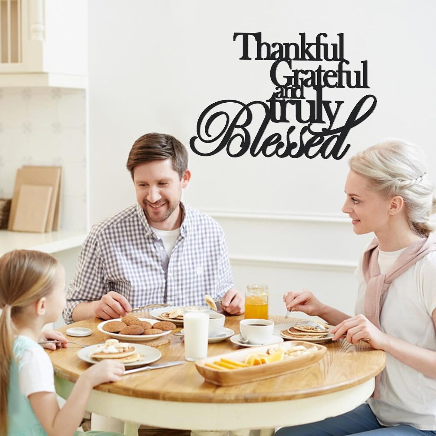 Classic Thankful Grateful Blessed Wall Decor(black)