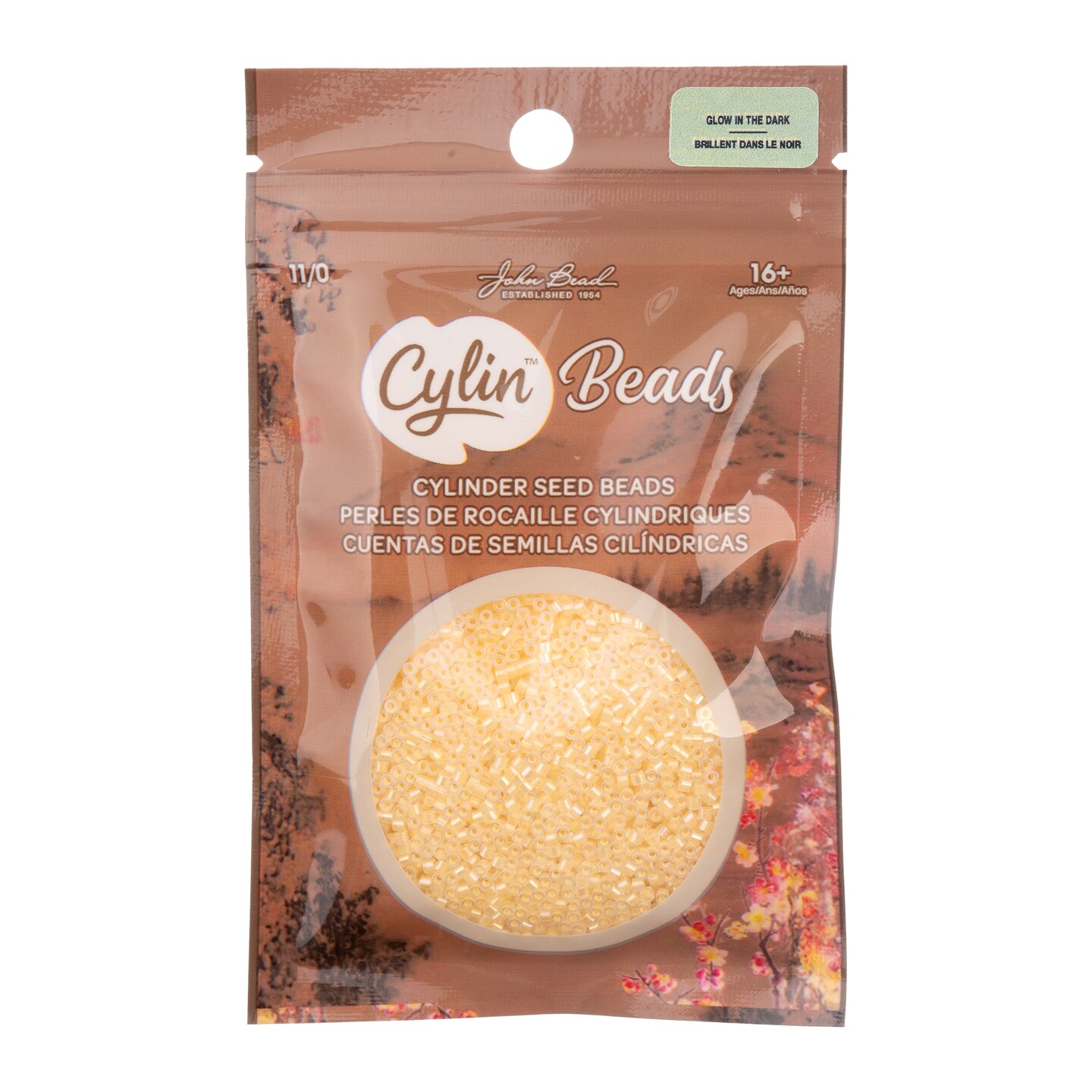 John Bead Glow in Dark Cylin Beads 11/0 Glass Cylindrical Seed Beads, 25g