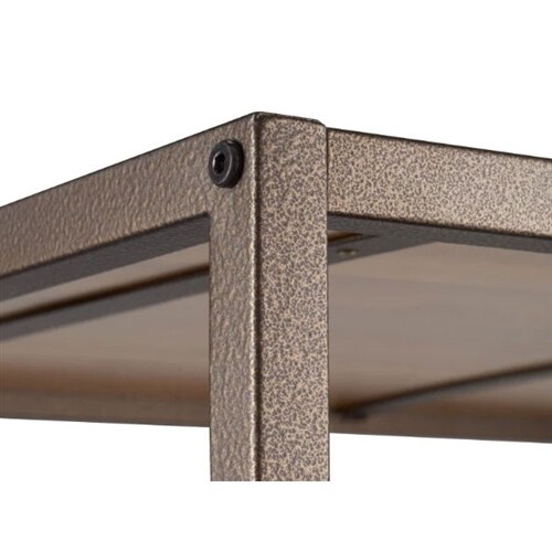 5-Shelf Wicker Storage Rack Bronze Steel Frame Adjustable Shelving Unit for Home Decor