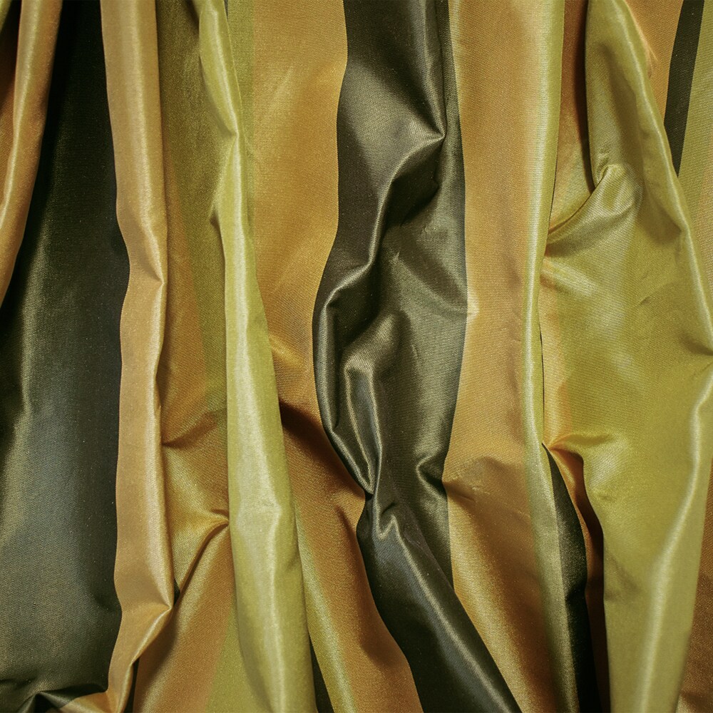 Yellow-Green-Multi Silk Iridescent Striped Taffeta Woven Fabric By the Yard