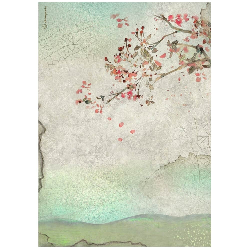 Stamperia Rice Paper Sheet A4-House Roses Branch