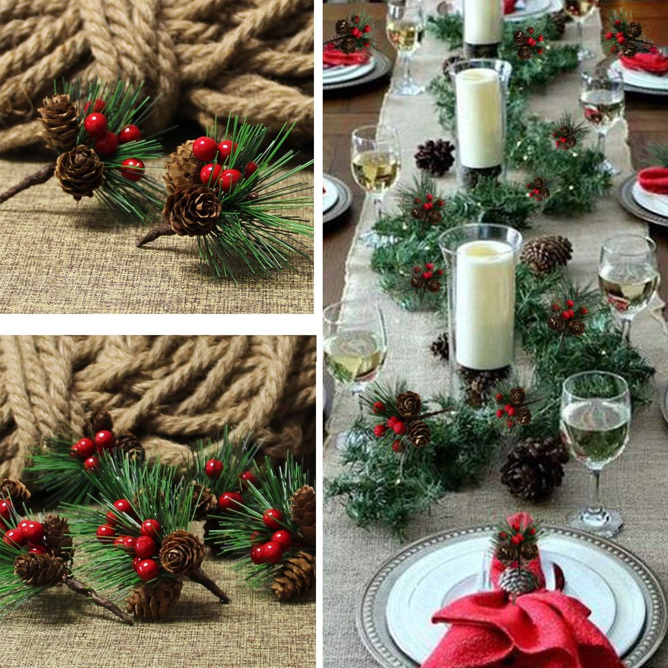 20PCS Artificial Pine Picks Christmas (Red)