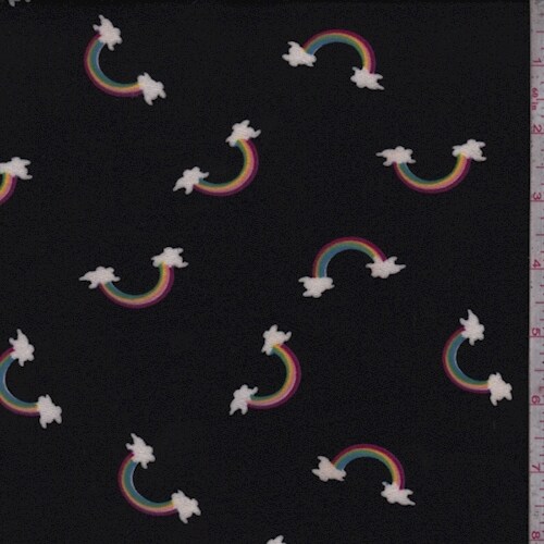 Black Rainbow Double Brushed Jersey Knit Fabric By the Yard