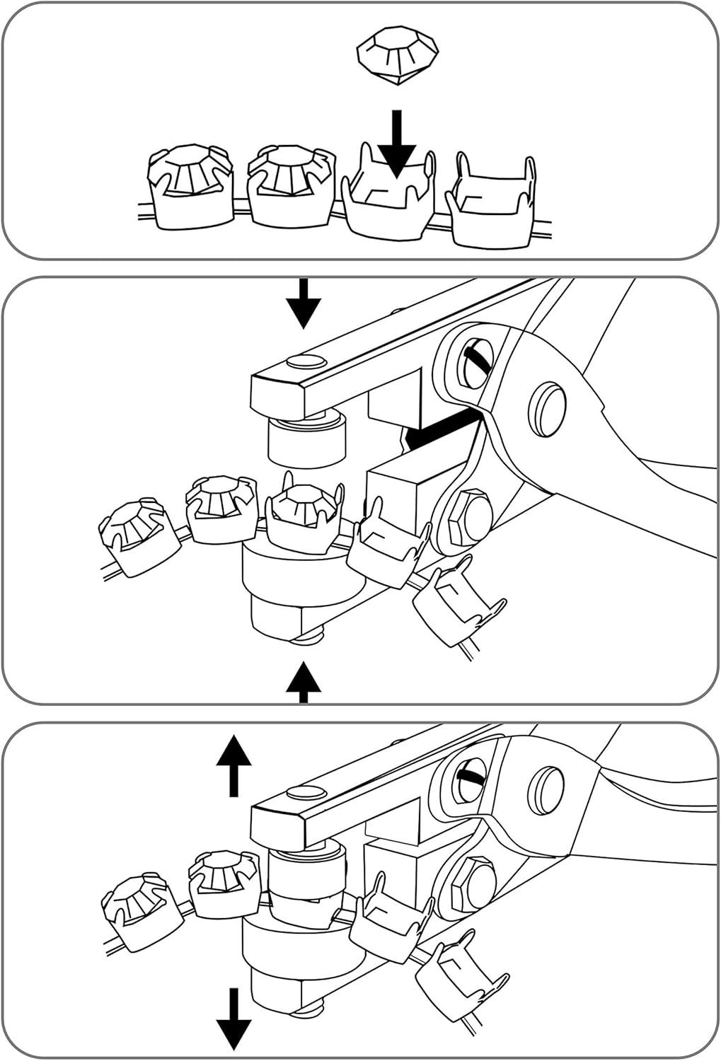 The Beadsmith Smart Setter Parallel Pliers – 5” Cup Chain Tool for Gemstone Setting, Polished Steel, 5 Brass Setting Heads Sizes (14mm, 12mm, 11mm, 8.5mm, 6mm) & 12mm Plastic Head