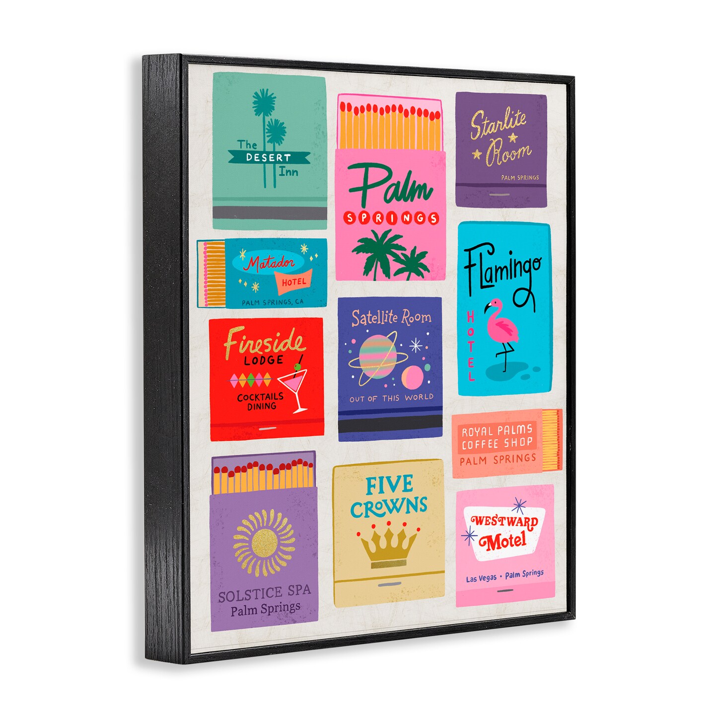 Stupell Industries Retro Glam Matchbooks Framed Giclee, design by Nina Seven