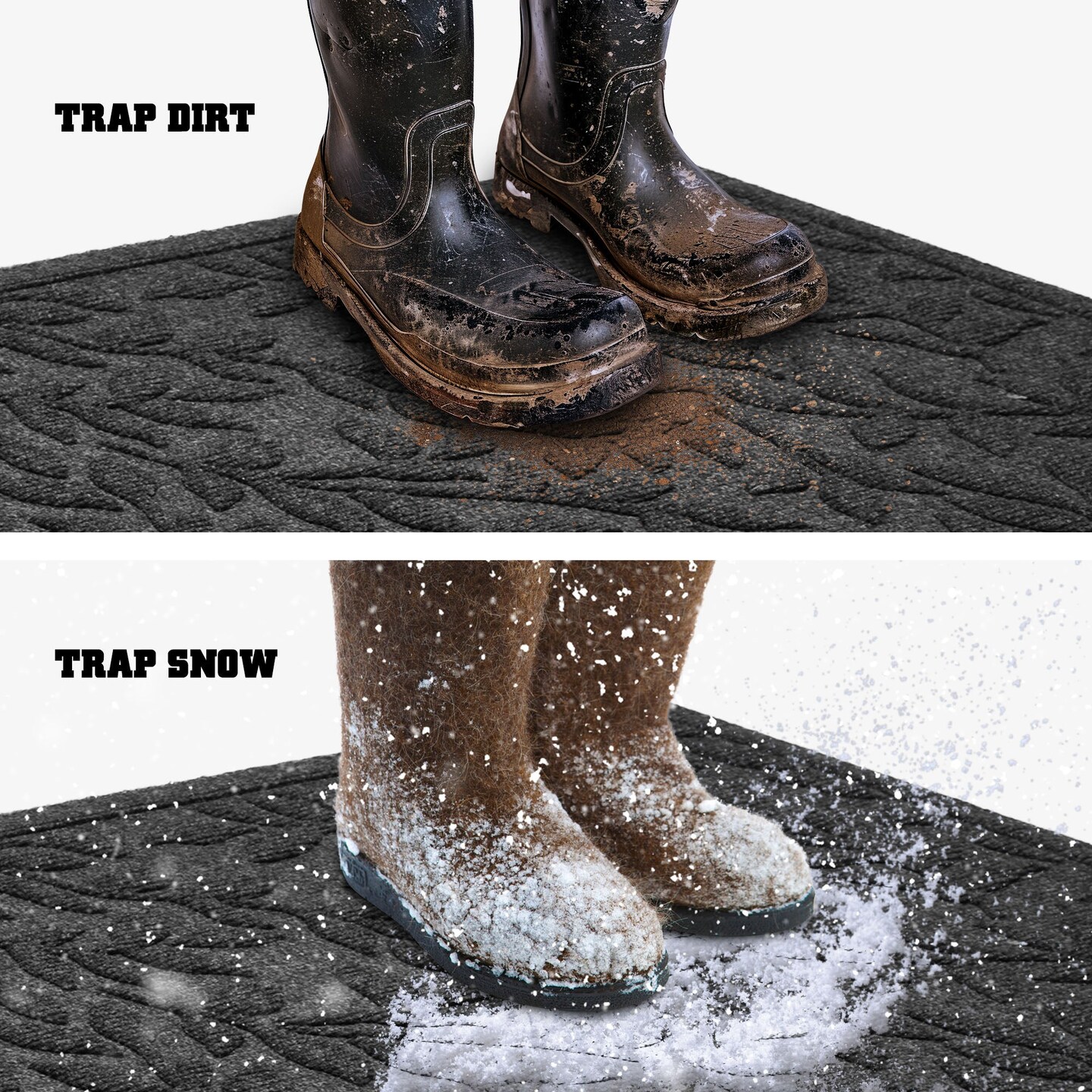 G128 Home Entrance Grey Leaves Door Mat | 17x29.5 In | Thick Absorbent Natural Rubber Non Slip, Indoor/Outdoor, Easy Clean, Welcome Mats for Front Door/Patio/Garage