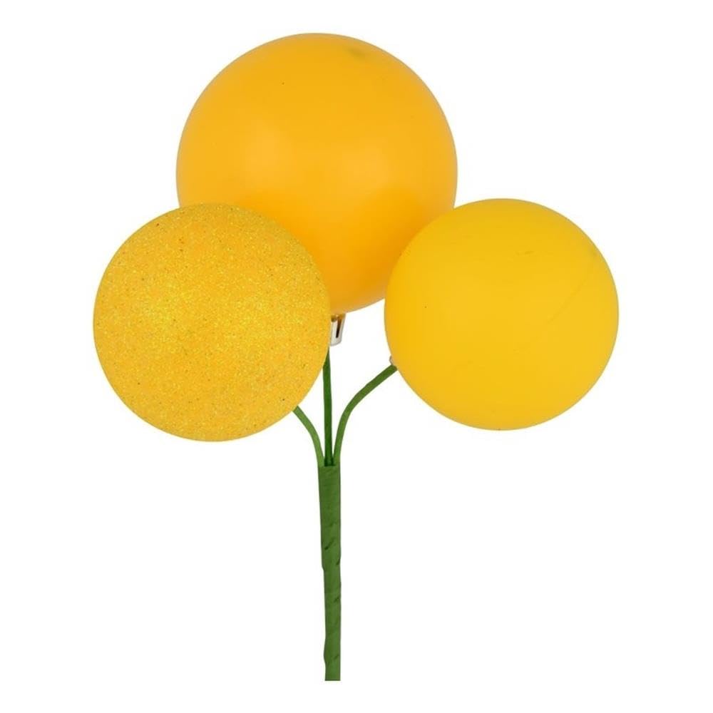 18" Yellow Ornament Pick 4/Bg