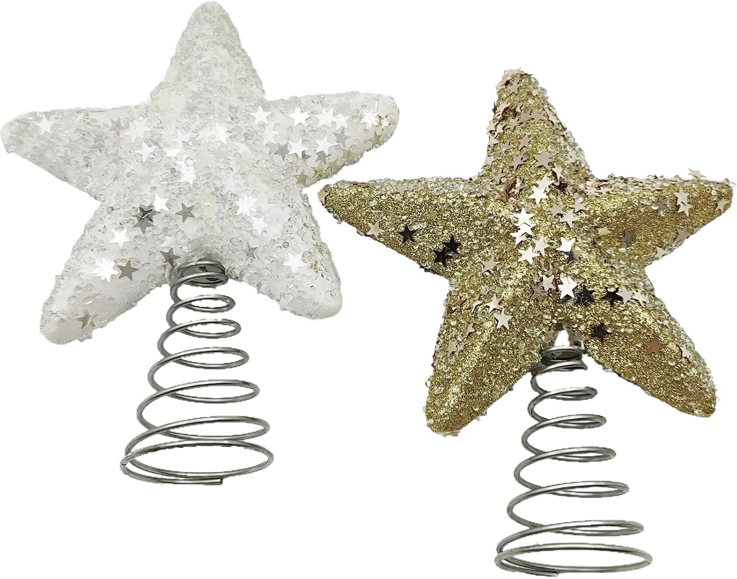 Christmas Glitter Star Tree Topper Christmas (Champagne) 5.3 x 4.3 Inch