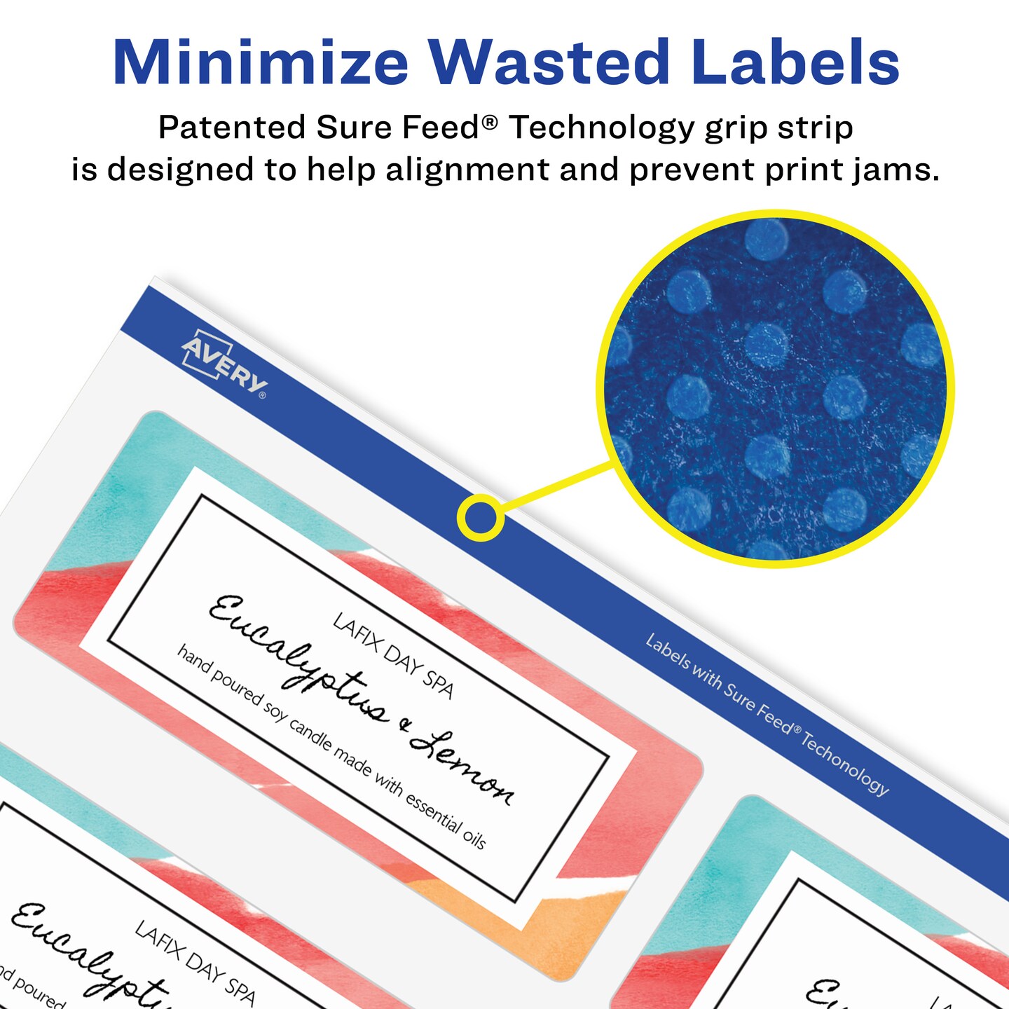Avery Matte White Removable Rectangle Labels with Sure Feed Technology, Print-to-the-Edge, 1.5" x 3.75"
