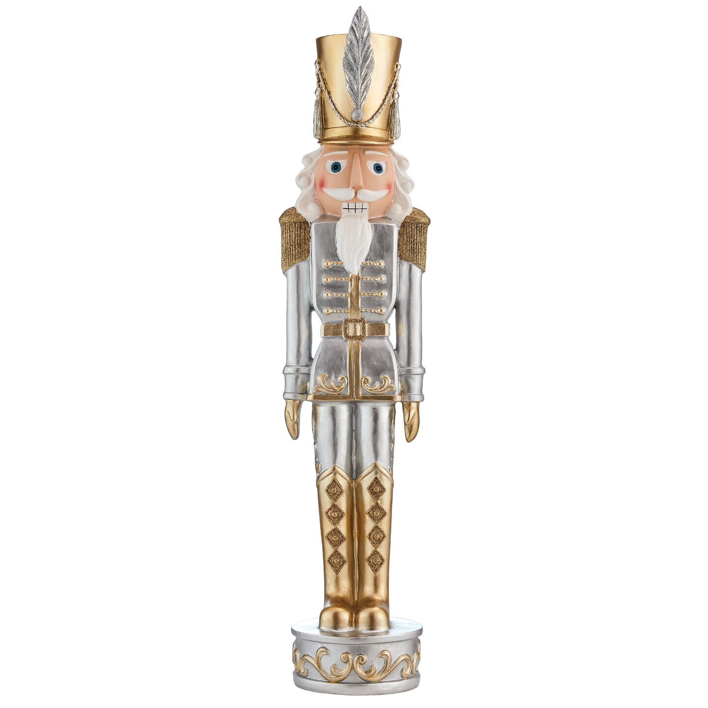 Haute Decor 37 Inch Tall Gold and Silver Nutcracker - Decorative Christmas Nutcracker for Indoor/Outdoor Use - Large Nutcracker for Holiday Decoration