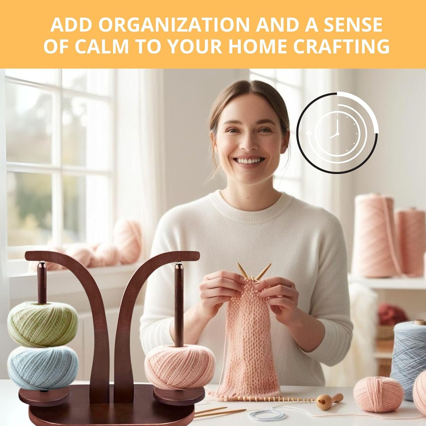 Brown Yarn Holder for Crocheting Big Sully Spinner with 1 Spindle Ball