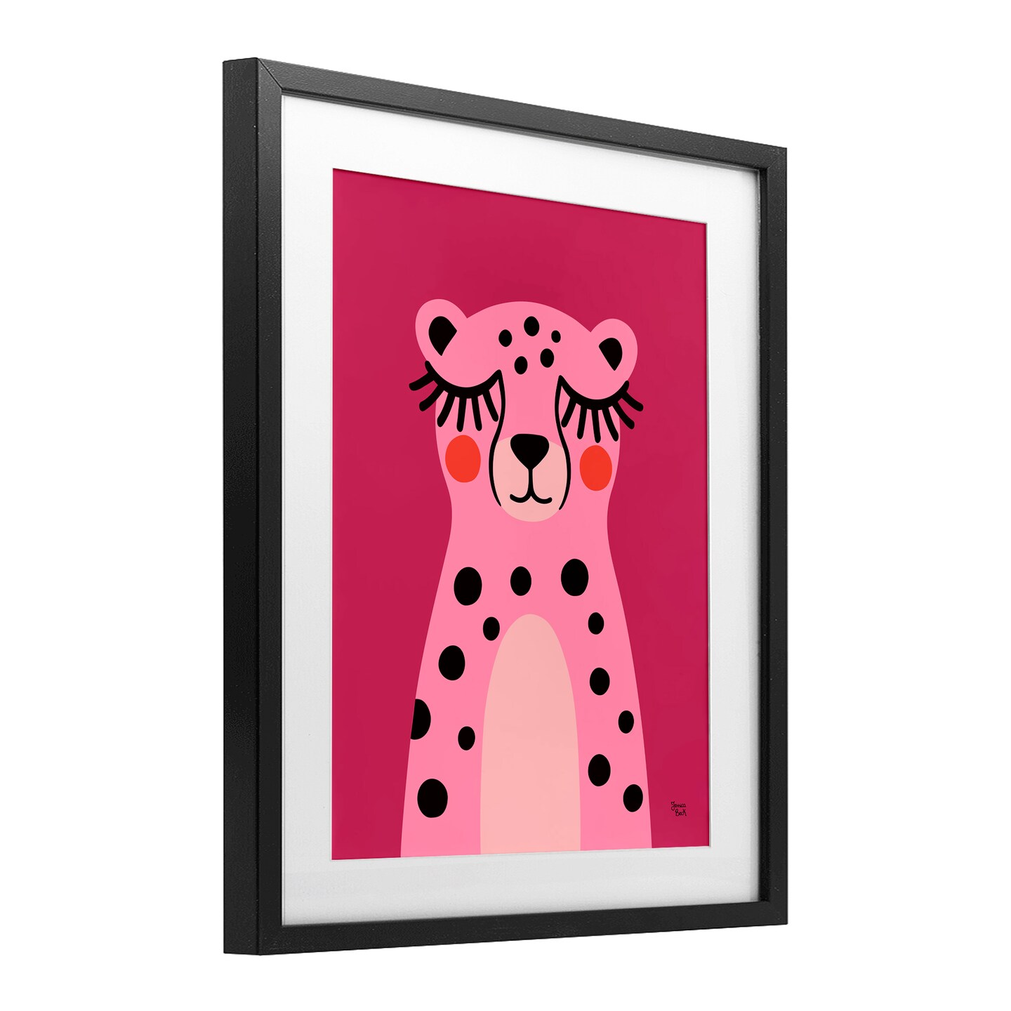 Stupell Industries Pink Cheetah Smile Framed Print Under Glass, design by Jessica Beck