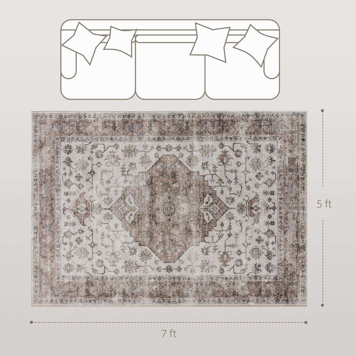 Edge Collections - 60&#x22; x 84&#x22; - Multicolor - Vintage Distressed Plush Rug!