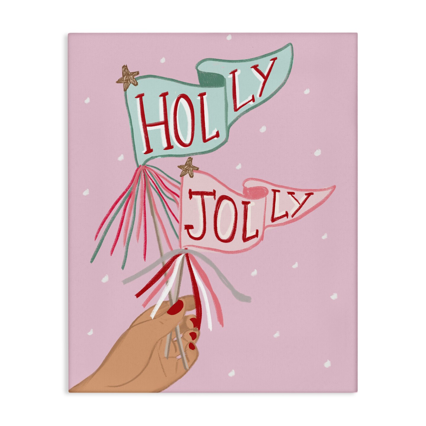 Stupell Industries Holly Jolly Festive Flags Canvas, design by Chen Alyesh