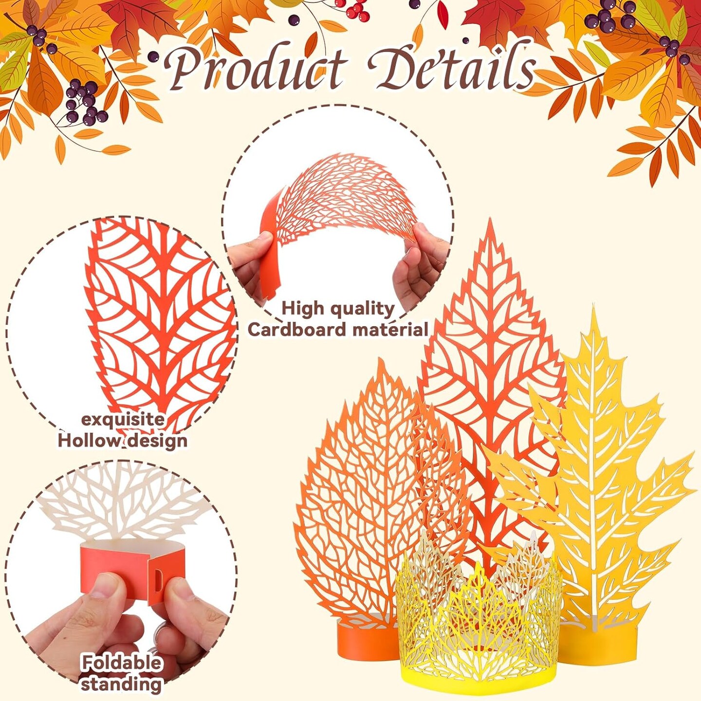 4 Pcs Fall Leaves Signs Tabletop Decor(orange, yellow)