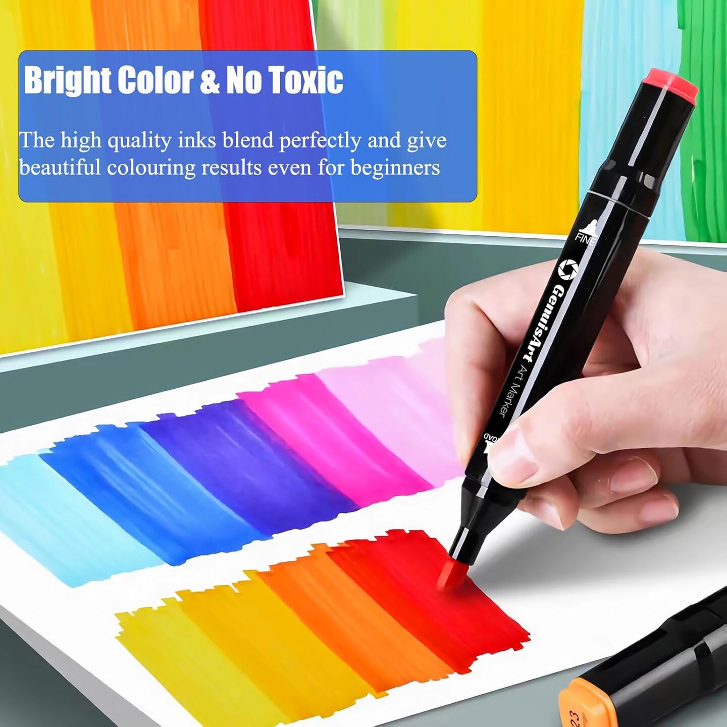 Alcohol Markers, Chisel &#x26; Fine Dual Tips,Paint Markers For Coloring, Drawing, Sketching (Black Barrel, 120)