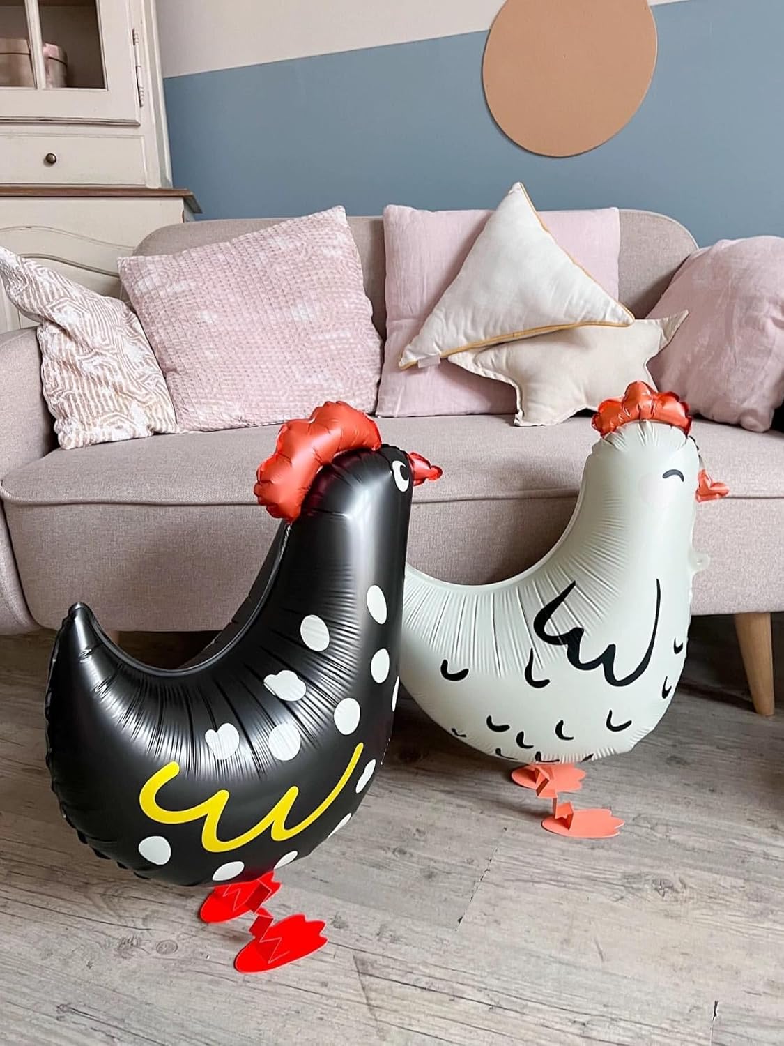 Walking Pet Chicken Foil Balloons (Black White)