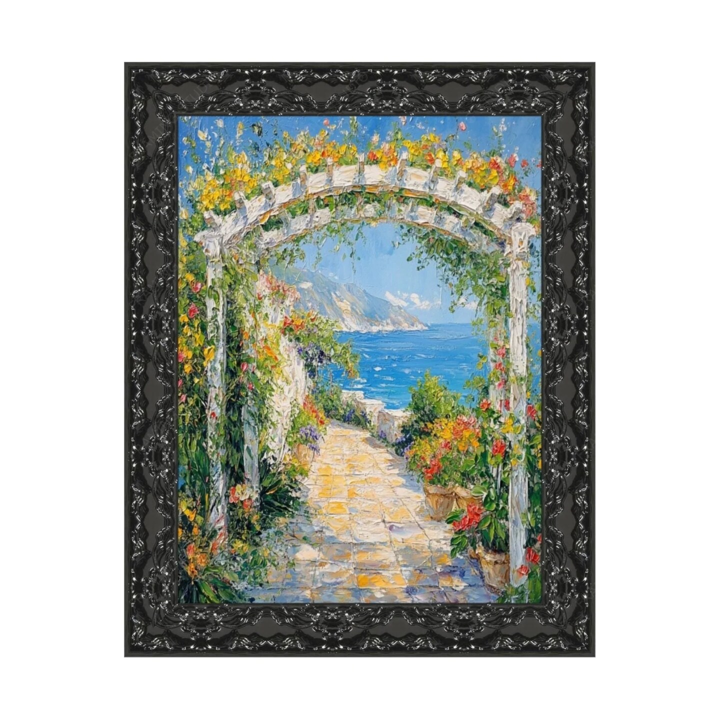 Ornate – 11x14 Black Glossy Custom Wall Picture Frame with Gold Leaf Finish