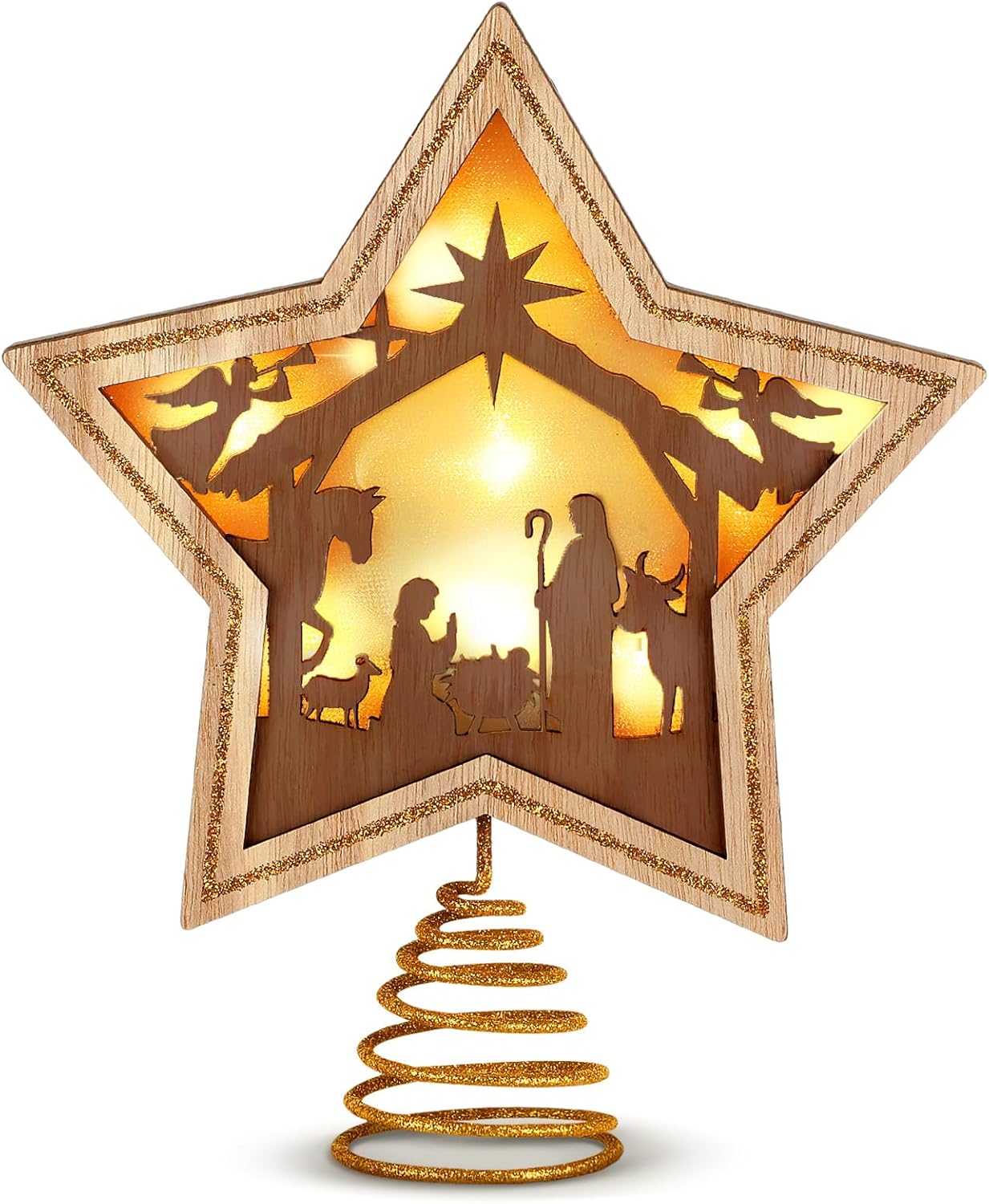 9.2 x 7.8 Inch Nativity Christmas Tree Topper Star(Brown)
