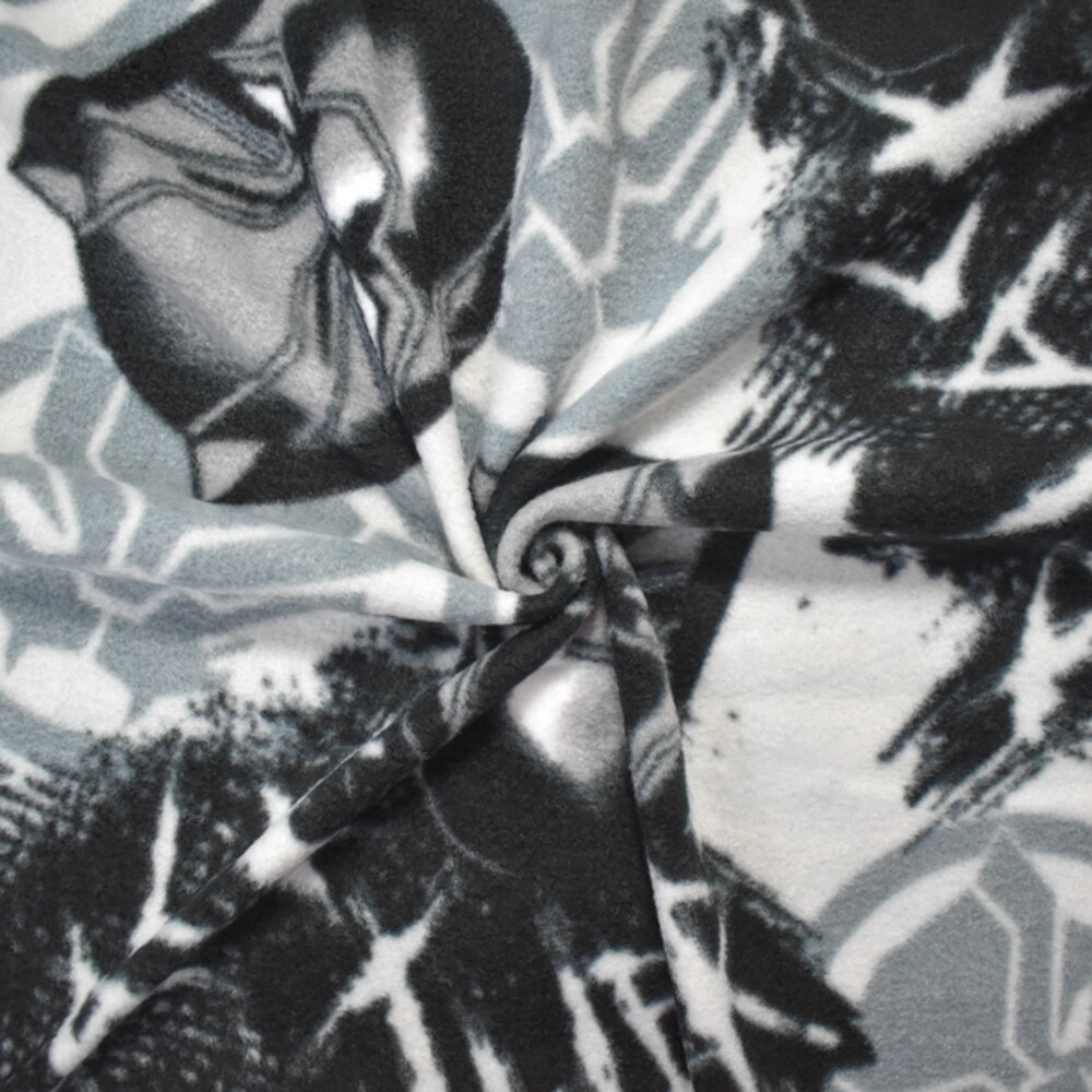 Gray-Multi Poly Marvel Black Panther Print Double Sided Fleece Knit Fabric By the Yard