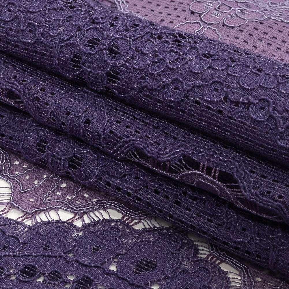 1 Yard Corded Lace - Lilac and Dusty Purple Two-Tone All-Over Scallops