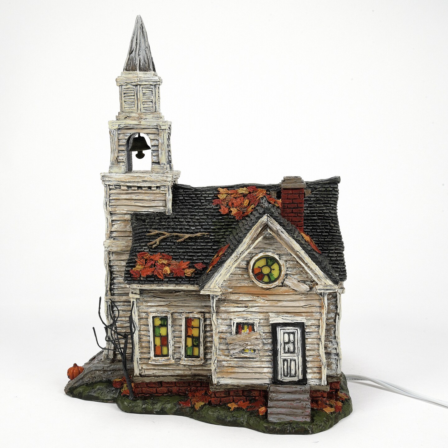 Department 56 Hot Properties Village Fallen Church of Fallwell Lit Building Figurine and Accessory Set, 2 pieces 10.7in H
