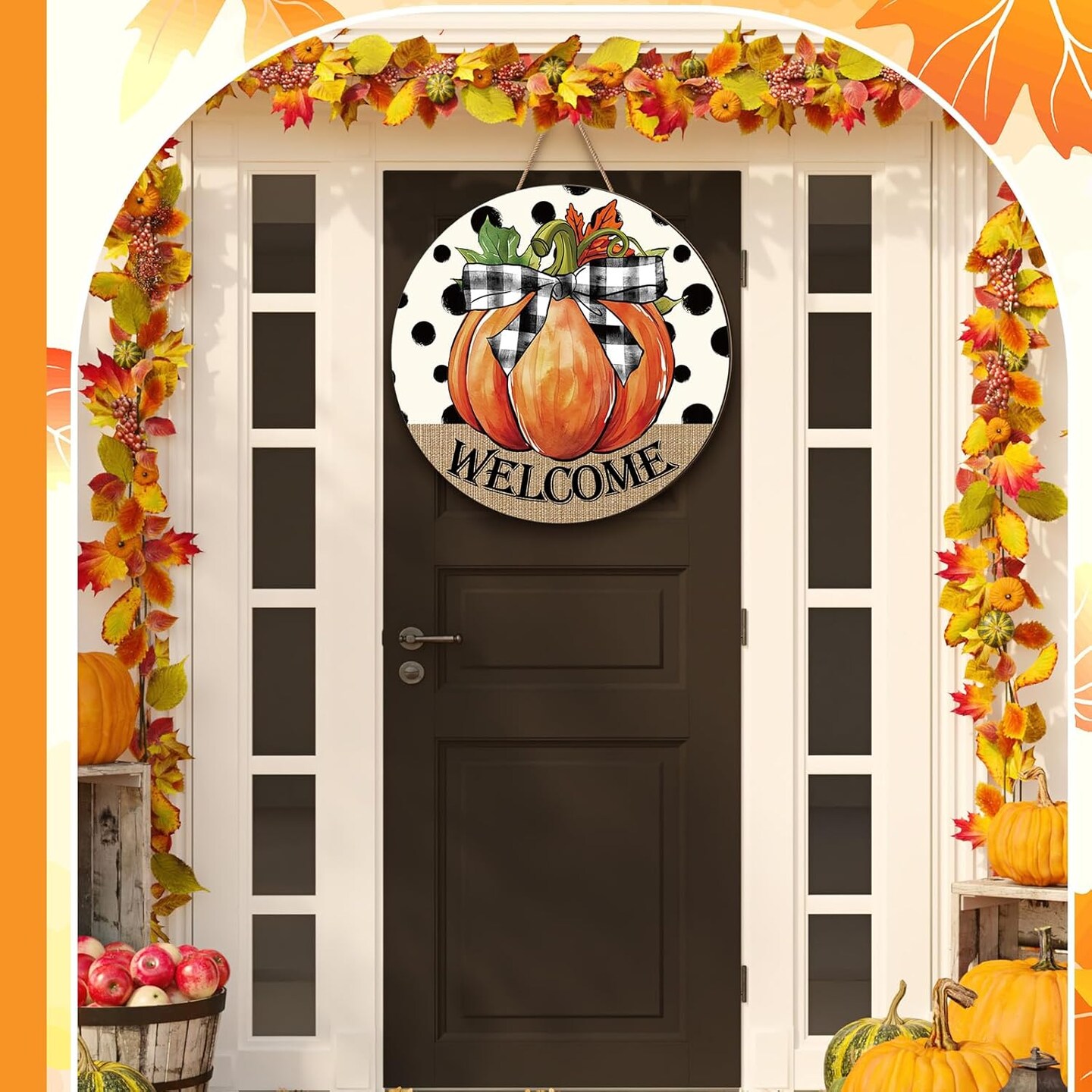 3 Pcs Fall Decoration for Home Front Door Decor(Pumpkin)
