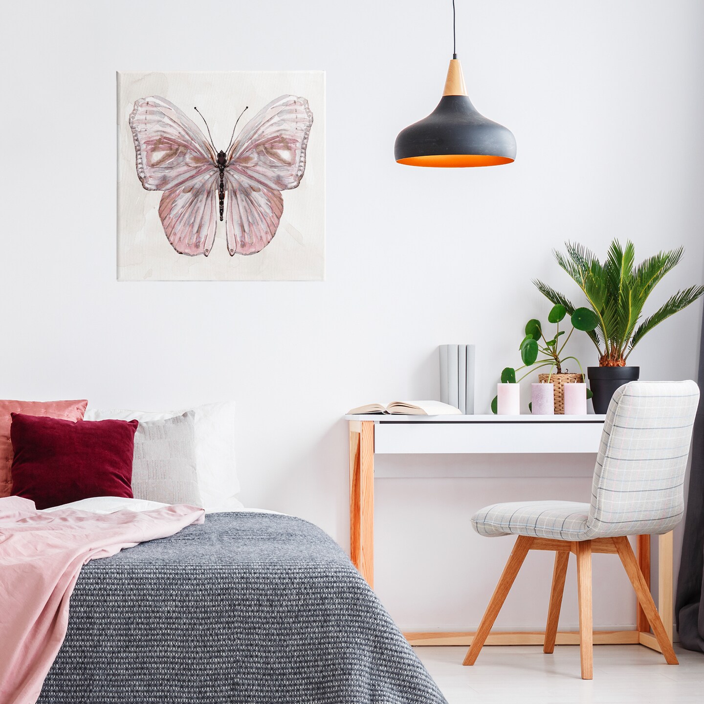 Stupell Industries Muted Pink Butterfly Canvas, design by Carol Robinson
