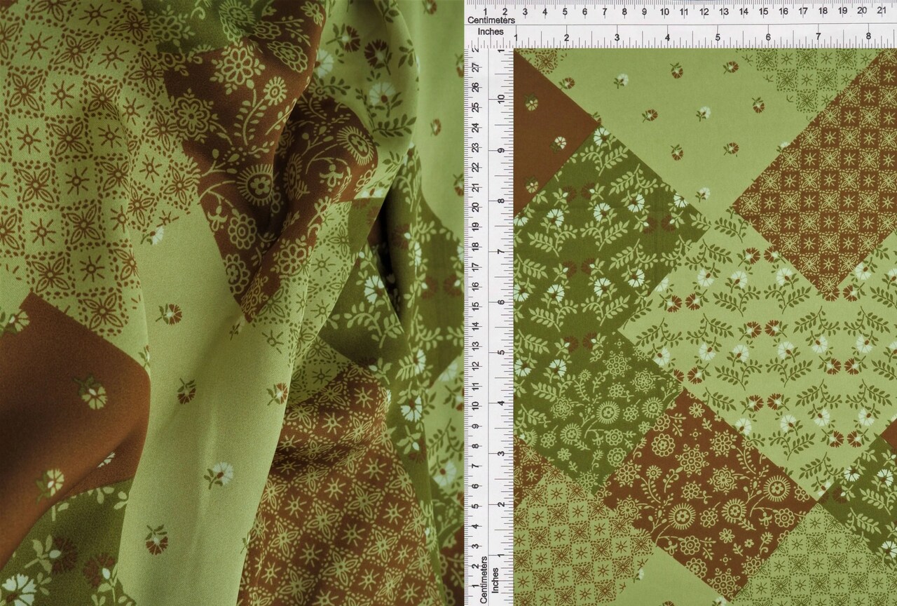 1 Yard Satin Patchwork Floral Print Fabric, 58/60&#x2033; Wide 100% Polyester