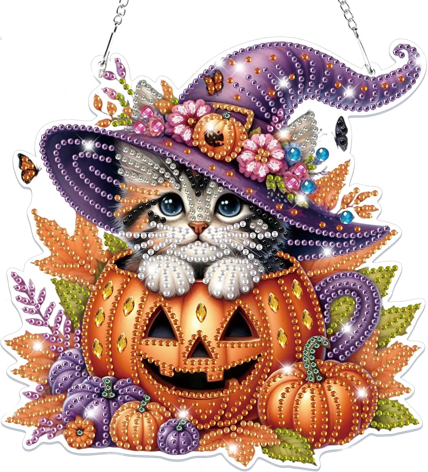 Halloween Diamond Art Hanging Kits for Adults Kid(Cat)6.7 x 6.3 x