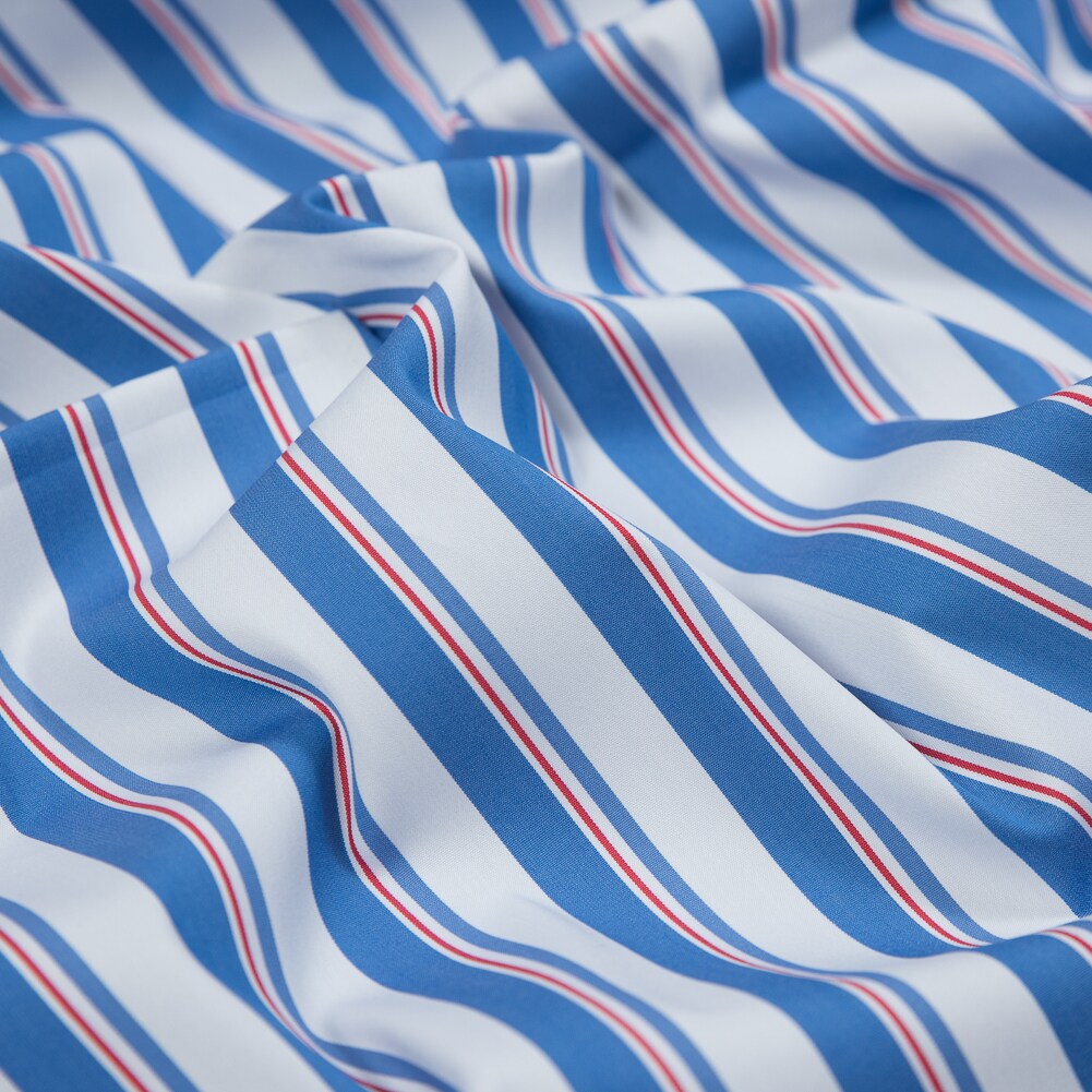 1 Yard Striped Stretch Cotton Shirting Fabric Deadstock 61 Inch Width
