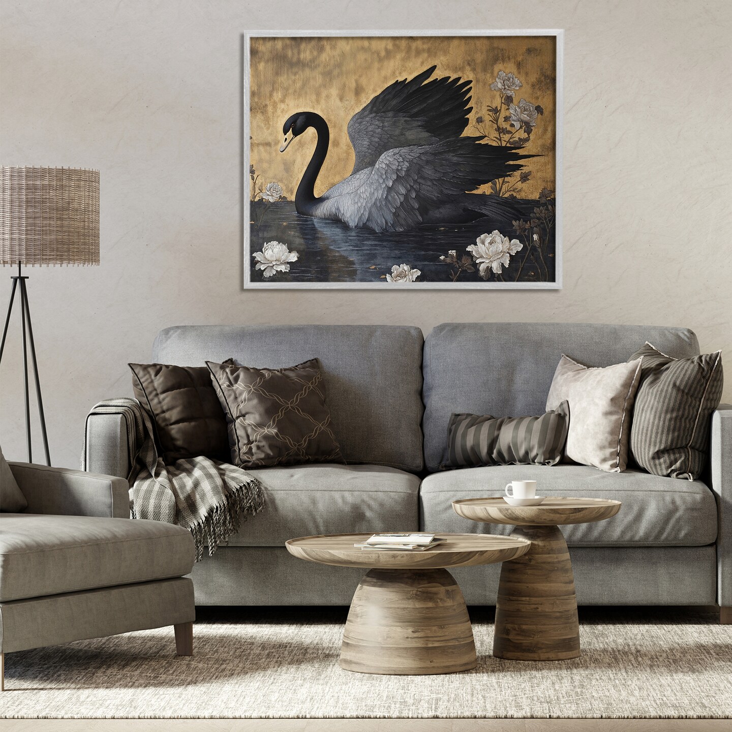 Stupell Industries Dark Swan on Lake Framed Giclee, design by Jose Perez