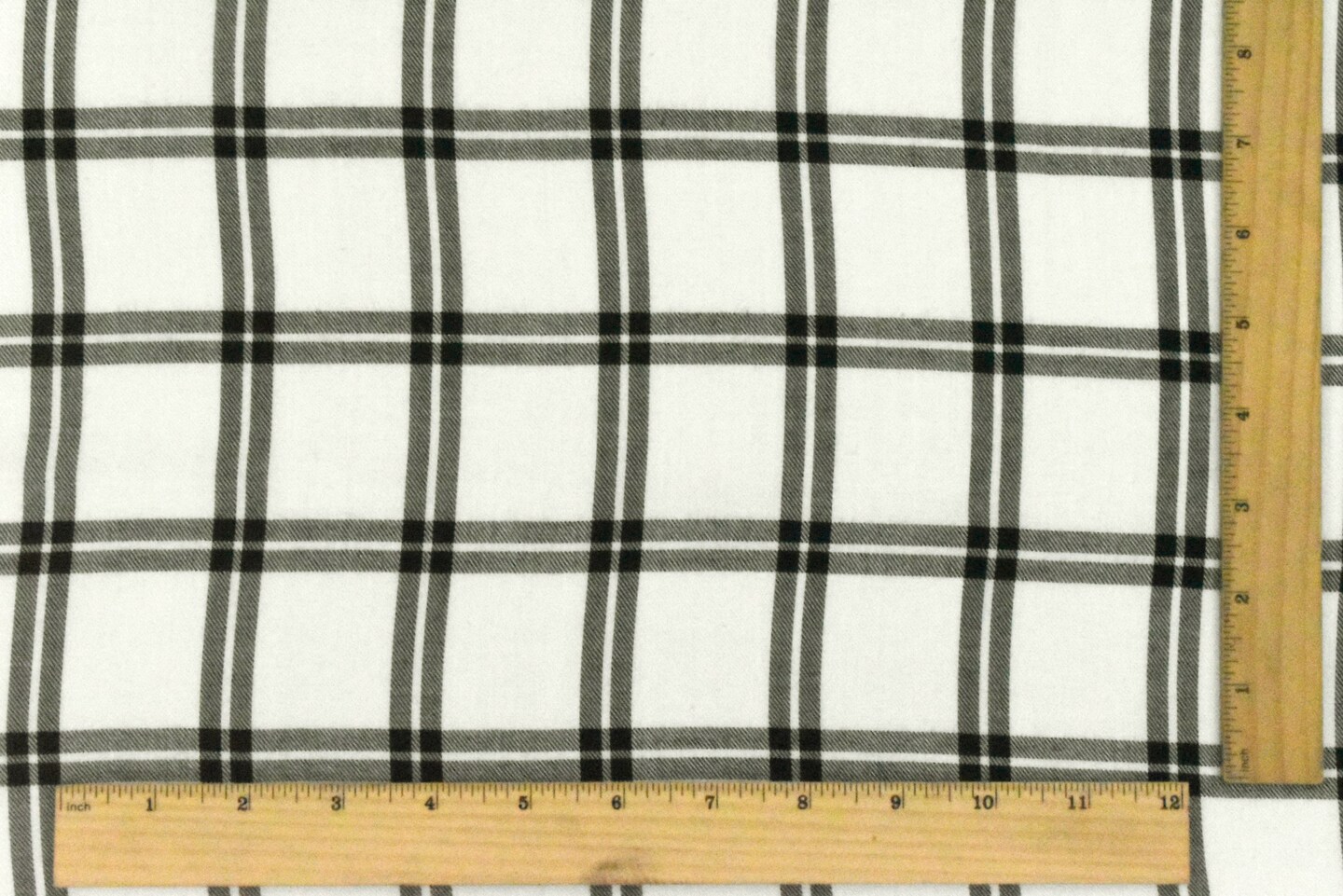 Black-Off-White Famous Designer Plaid Check Twill Shirting Fabric By the Yard