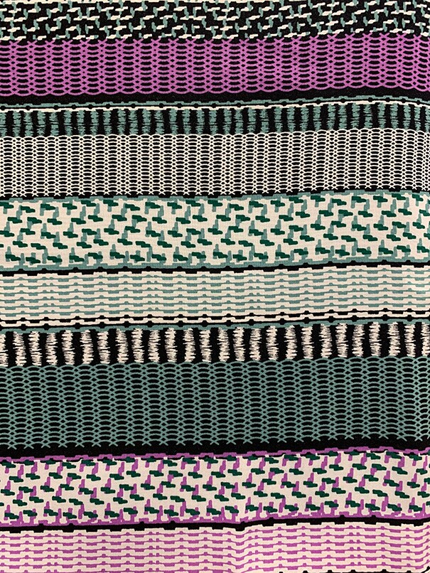 Purple and Aqua Multi Stripe Print Rayon Challis Fabric By the Yard
