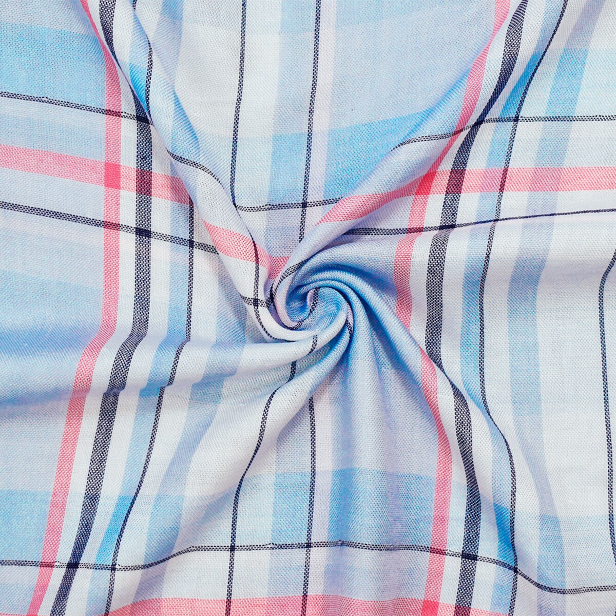 Pink-Blue-Multi Famous Maker Cotton Plaid Double Gauze Woven Fabric By the Yard