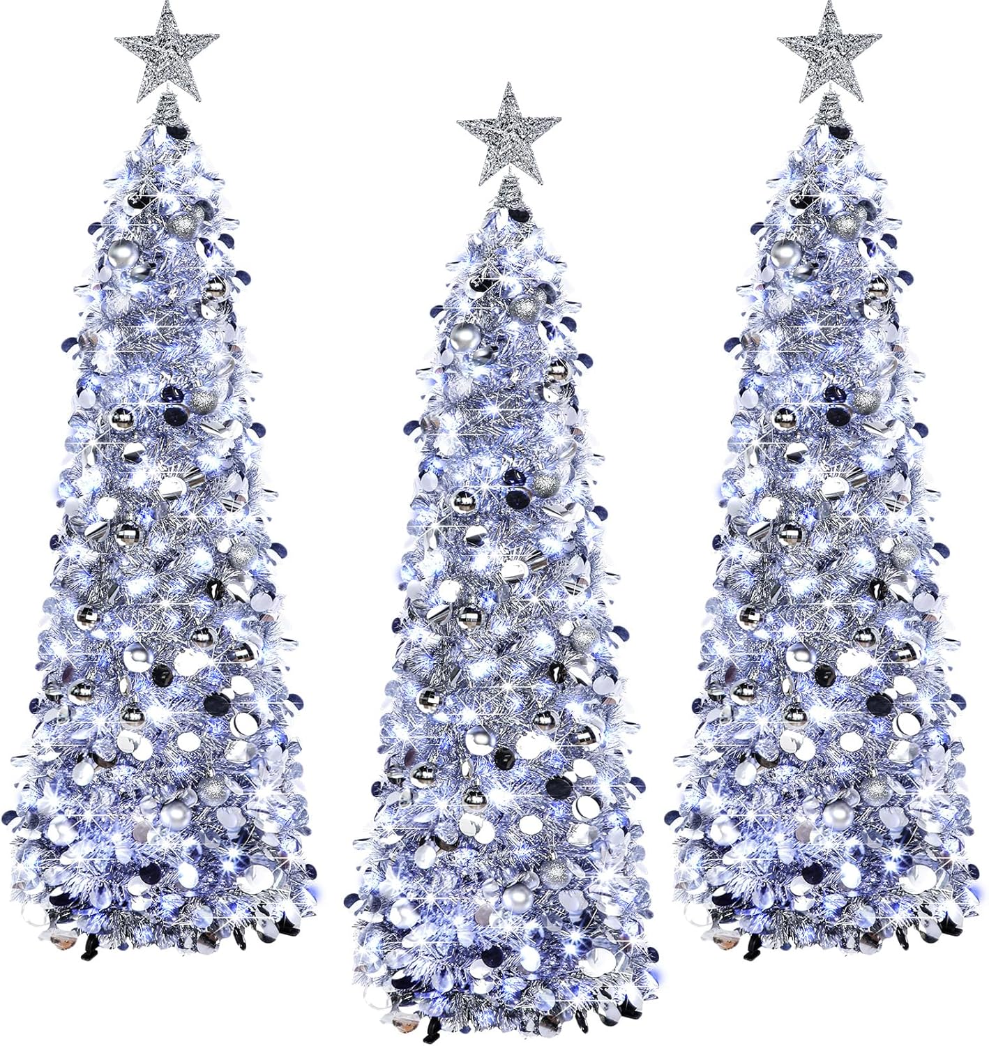 3 Pcs Pop up Christmas Tree 5ft (Silver)