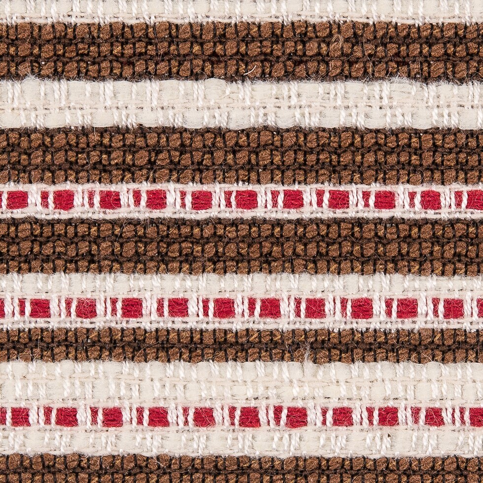1 Yard Tobacco Brown Erget White &#x26; Hibiscus Red Striped Double-Face Cotton Woven