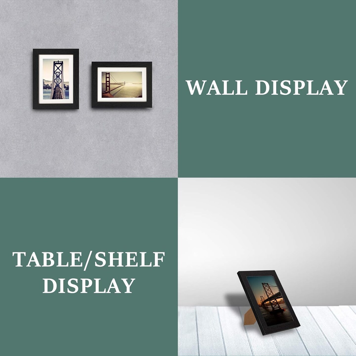 5x7 Picture Frame Distressed Farmhouse Wood Pattern Set of 4,(Multicolour)5"L x 7"W