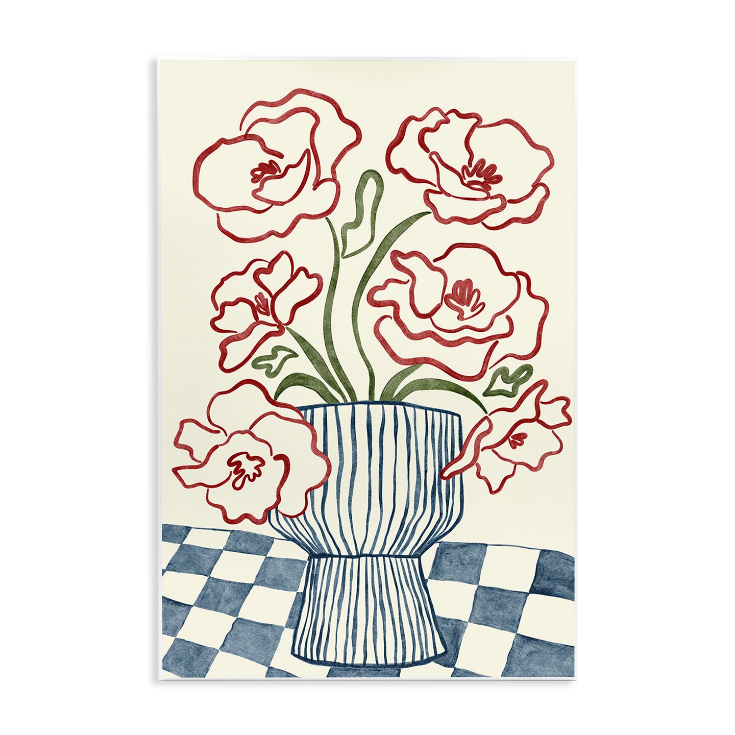 Stupell Industries Flower Vase on Minimal Checkered Wall Plaque, design by JJ Design House LLC