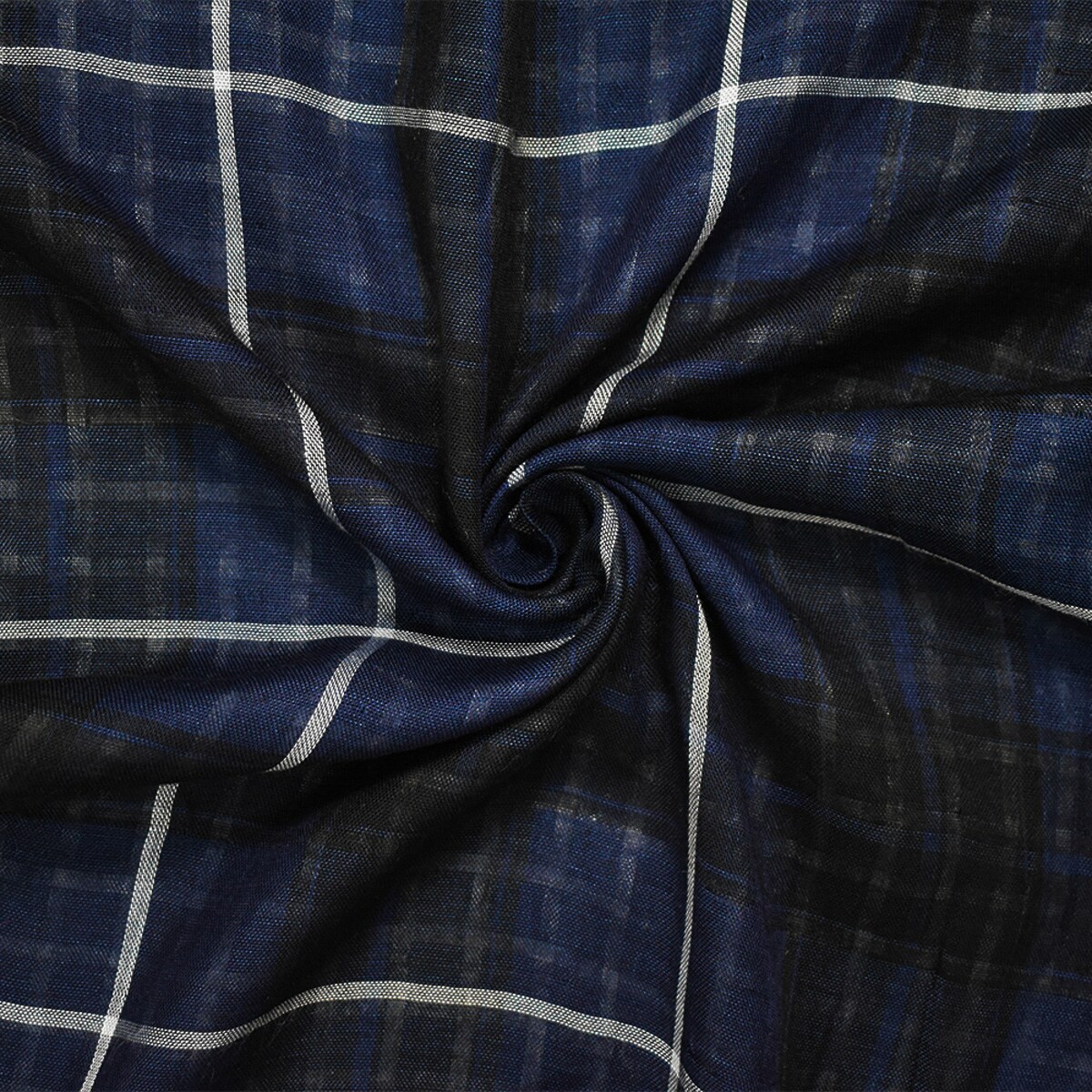 Blue-Black-White Famous Maker Cotton Plaid Check Double Gauze Woven Fabric By the Yard