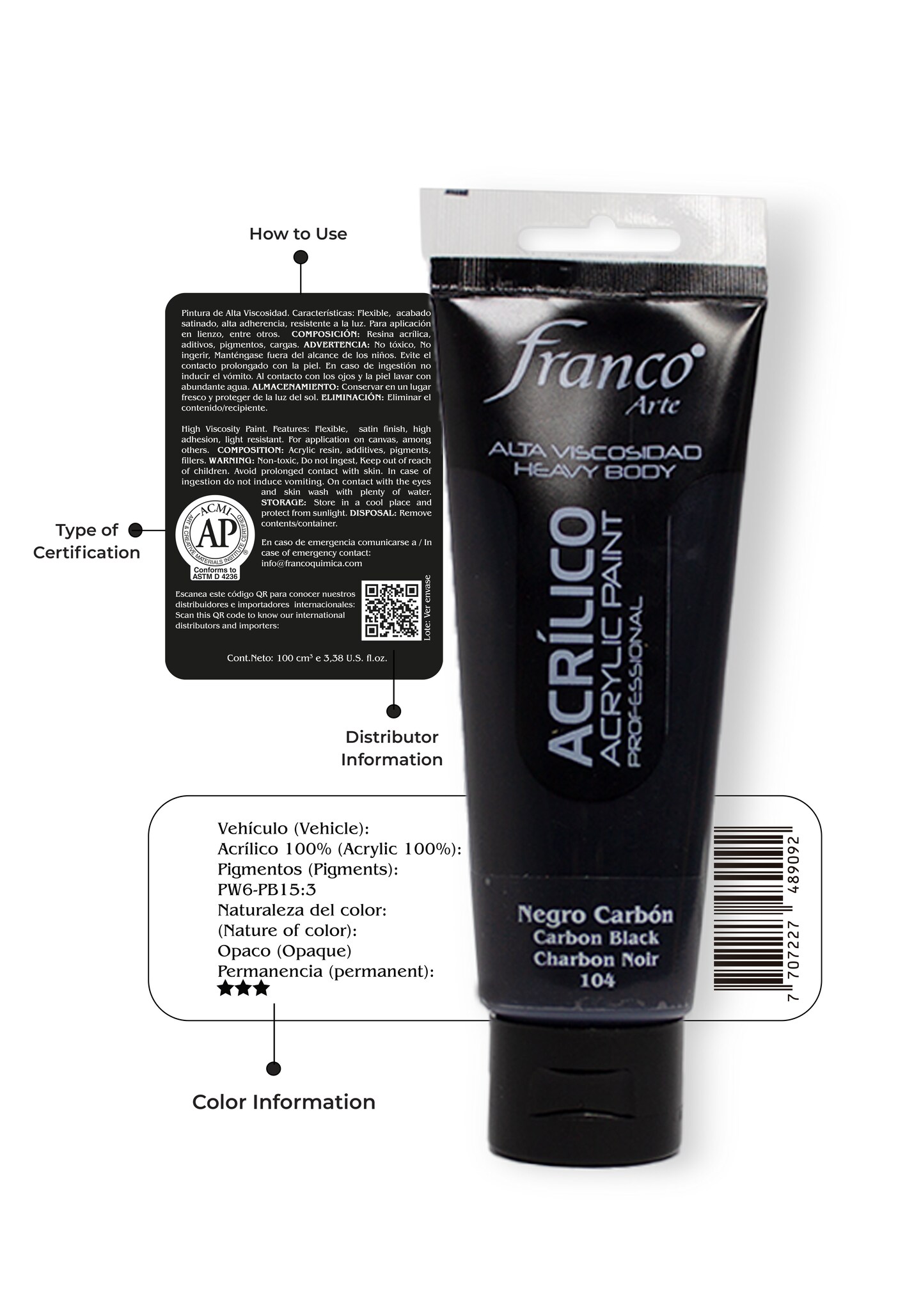 14104-100 Professional Acrylic Paint 3,38 U.S fl oz / Carbon Black
