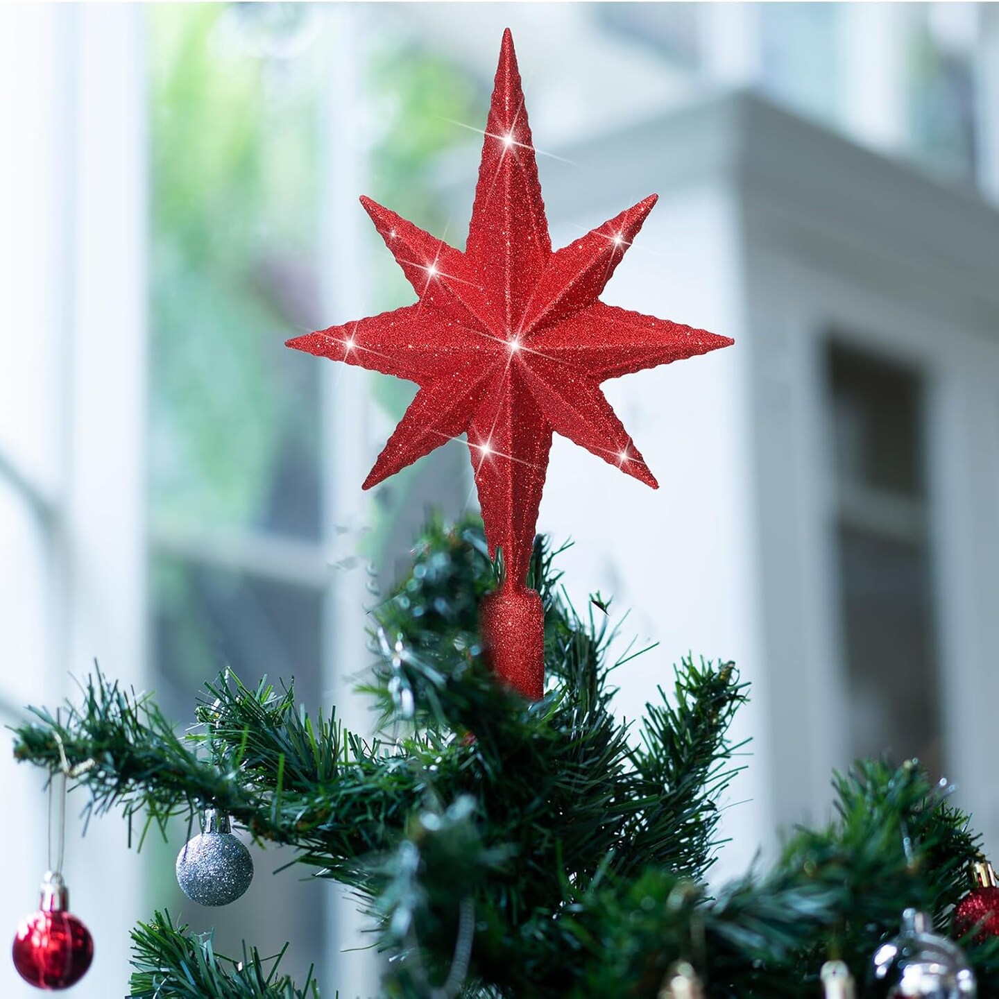 Red Christmas Star Tree Topper (Red)